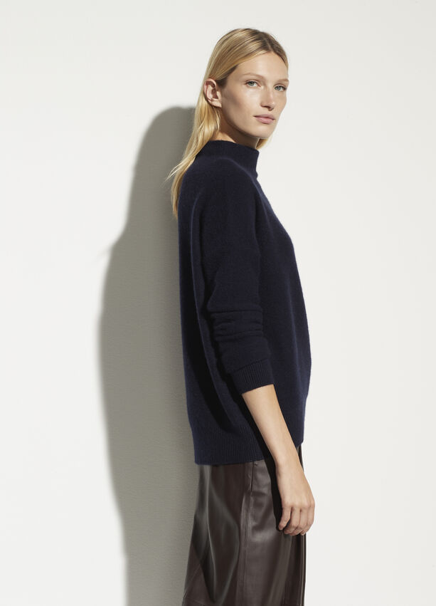 Vince Boiled Cashmere Funnel Neck Pullover