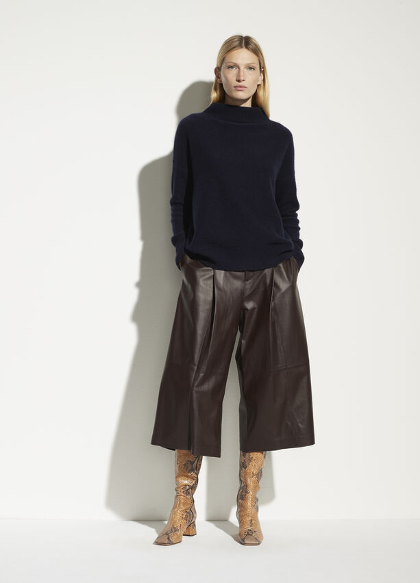 Vince Boiled Cashmere Funnel Neck Pullover